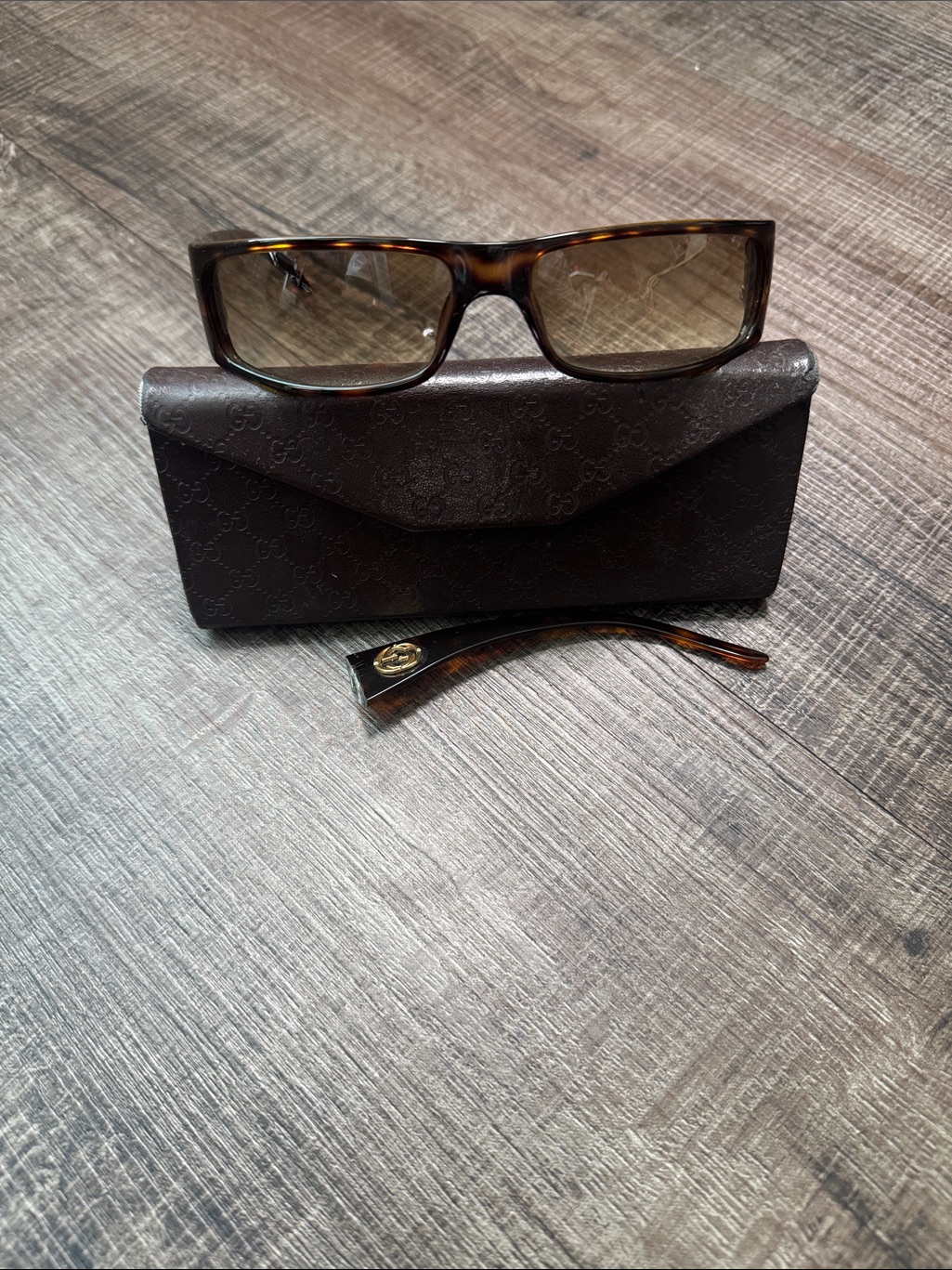 Gucci Sunglasses 1999 Vintage Brown Gold Honey Rectangle Gg 2516S